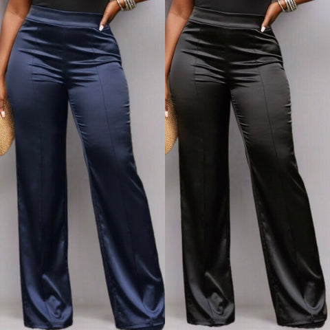 Satin Straight Leg Dress Pants