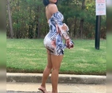 Bell Sleeved Printed Dress