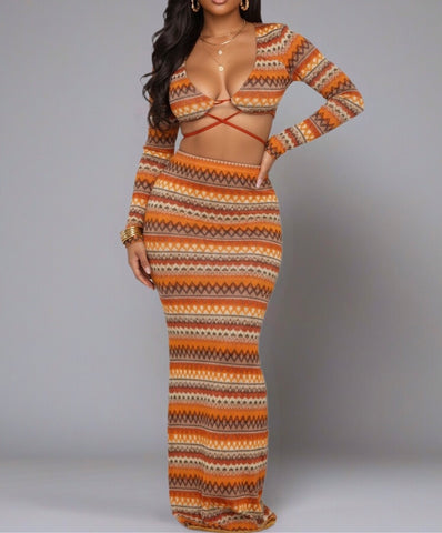 Bohemian Style Skirt Set