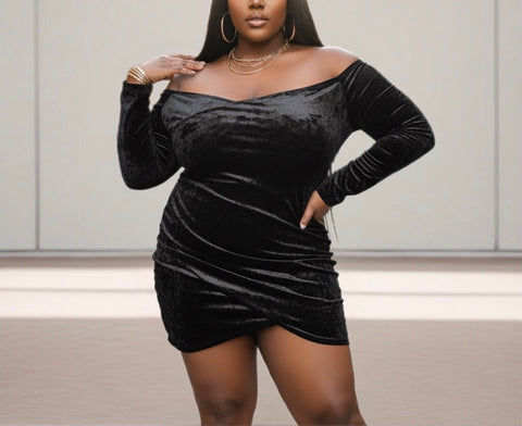 Off the Shoulder Velvet Dress