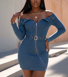 Zip Bodycon Denim Dress