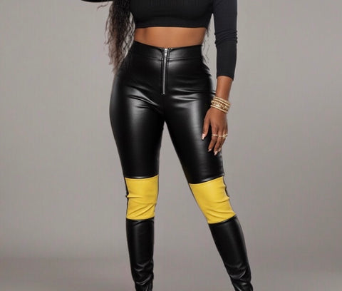 Leather Knee Patched Pants