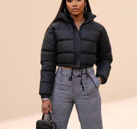 Cropped Reflective  Puffer Jacket