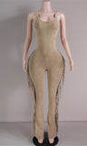Mineral Wash Fringe Open Back Jumpsuit