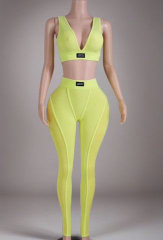 Mineral Wash Bralette & Contrast Legging Set