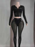 POPCORN MESH LONG SLEEVE TOP & LEGGING SET